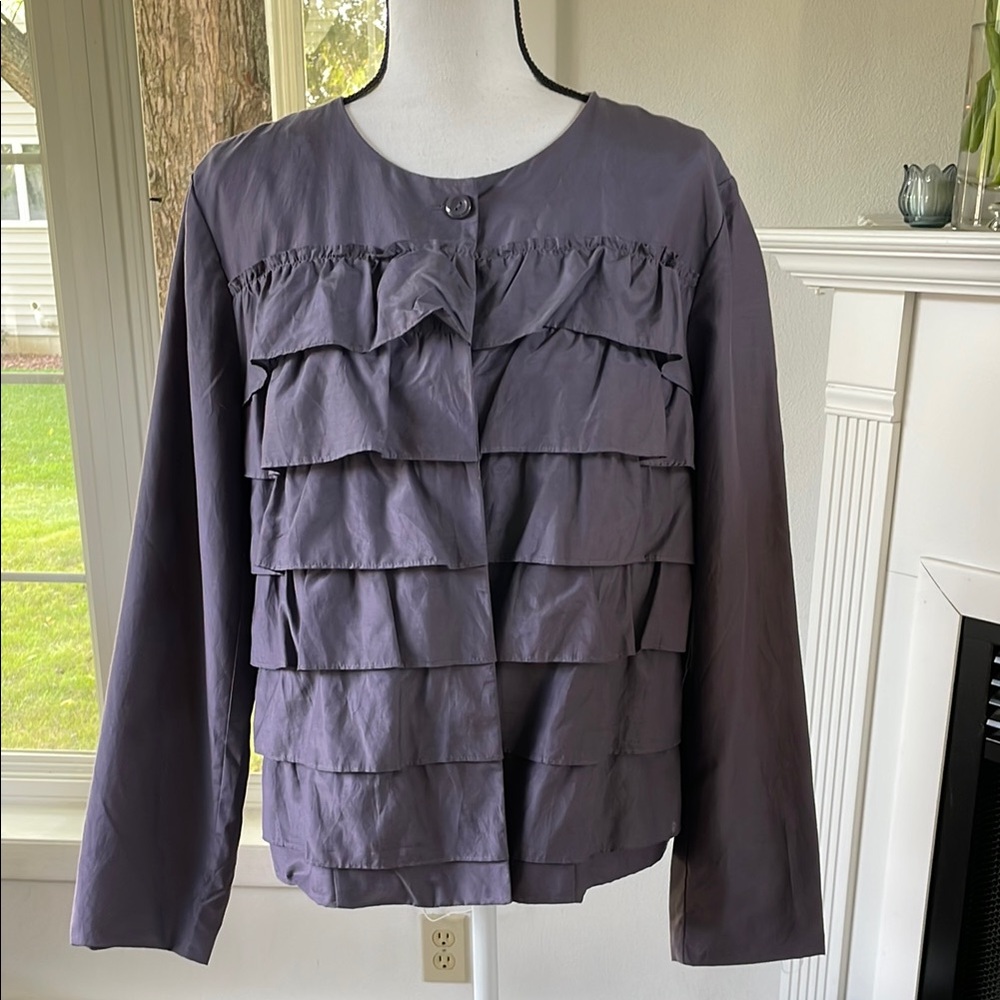 Women's Layered Ruffle Jacket - Slate Gray
